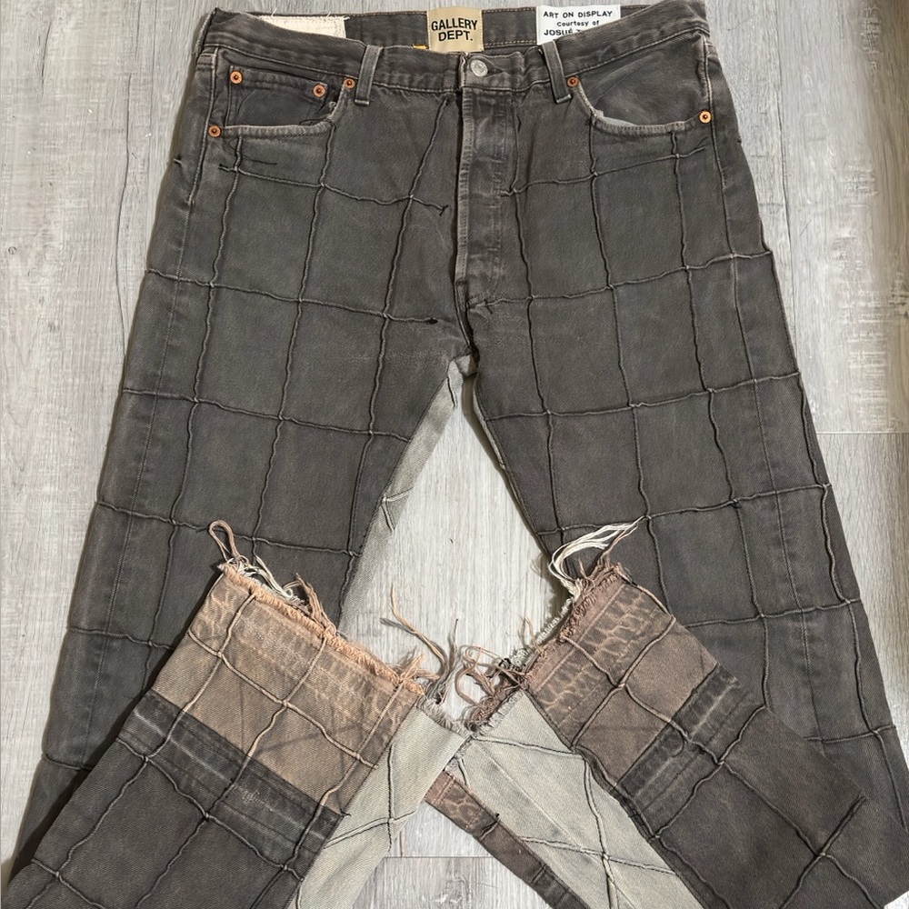 Gallery Dept Gray and Tan Patchwork Jeans  Flare Rare,